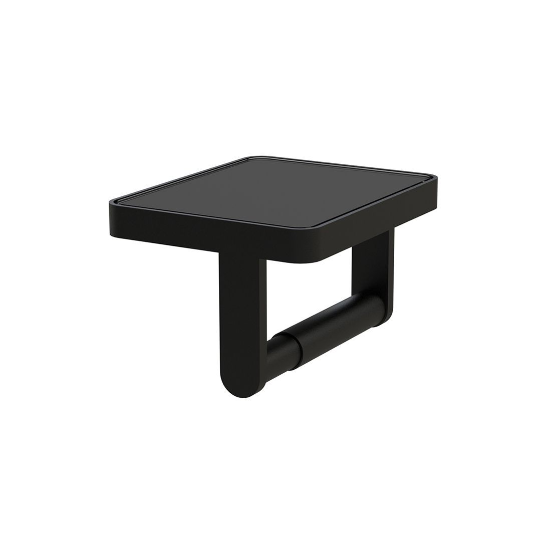Vado Muse Toilet Roll Holder Matt Black with Black Glass Insert [MUS-180-BLK-MB]