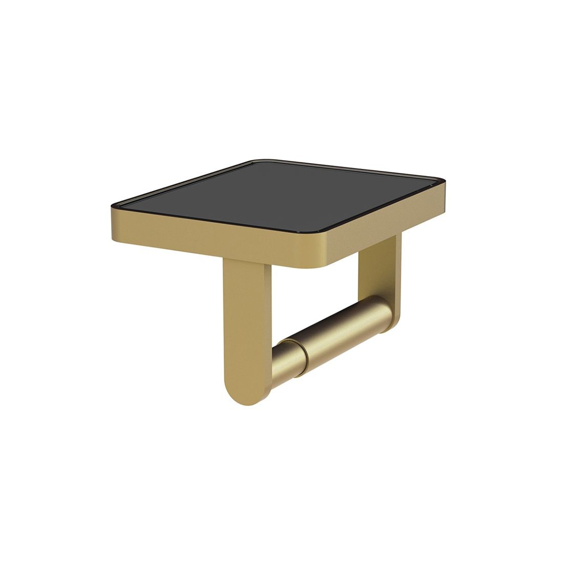 Vado Muse Toilet Roll Holder Satin Brass with Black Glass Insert [MUS-180-BLK-SBR]