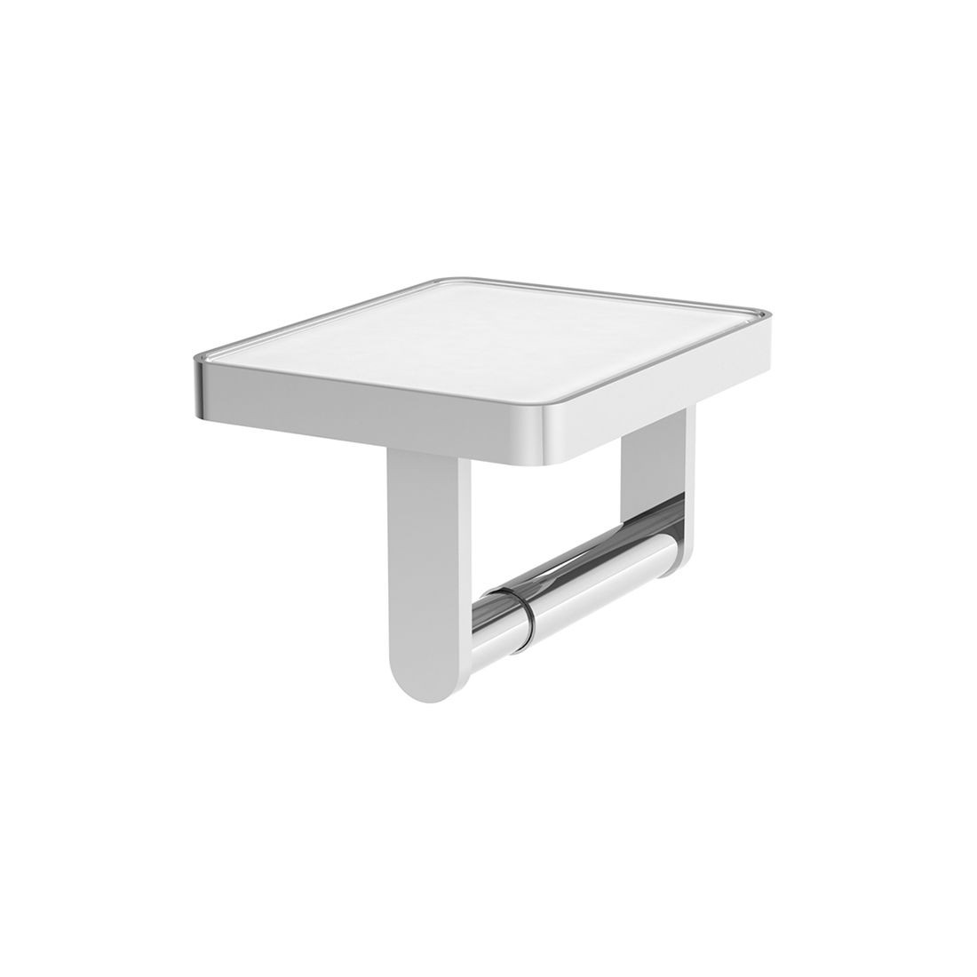 Vado Muse Toilet Roll Holder Chrome with White Glass Insert [MUS-180-WHT-CP]