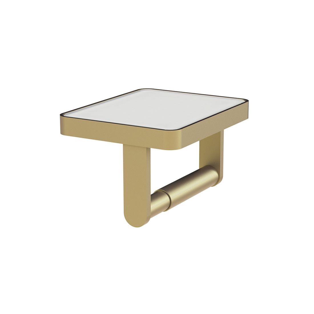 Vado Muse Toilet Roll Holder Satin Brass with White Glass Insert [MUS-180-WHT-SBR]