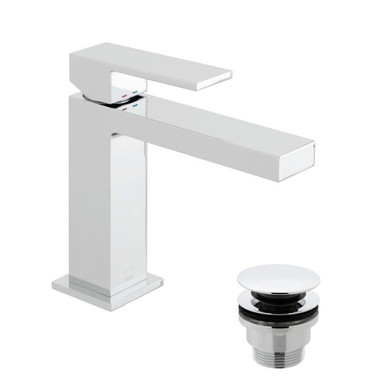 Vado Notion Slimline Mono Basin Mixer Tap with Universal Waste (Single Taphole) Chrome [NOT-200/CC-C/P]