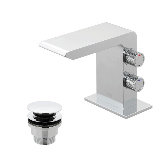 Vado OMI-100M/CC-C/P Omika Mini Mono Basin Mixer Tap with Universal Waste