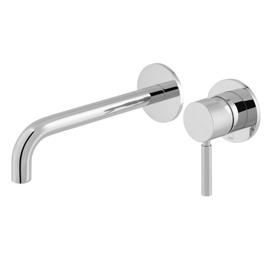 Vado Origins Slimline Wall Mounted Basin Mixer Tap with 180mm Spout & Knurled Accents (2 Tapholes) Chrome [ORI-209S/A-CPK]
