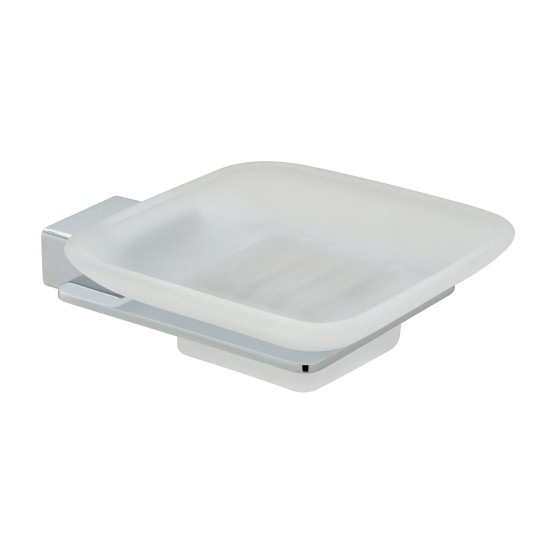 Vado Phase Frosted Glass Soap Dish & Holder Chrome [PHA-182-C/P]
