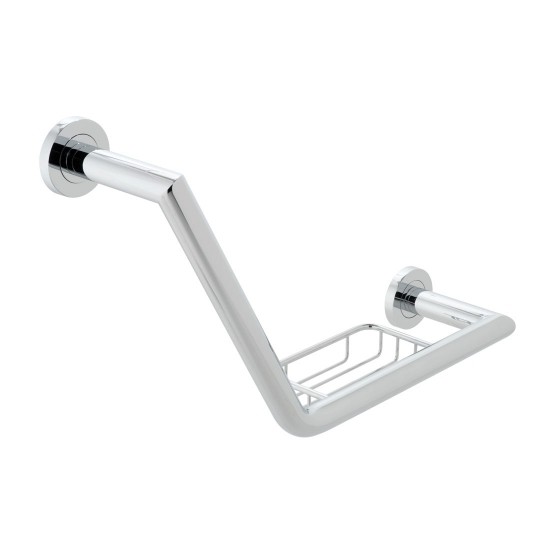 Vado Spa Angled Grab Rail with Basket 456mm (18 inch) Chrome [SPA-1802-C/P]