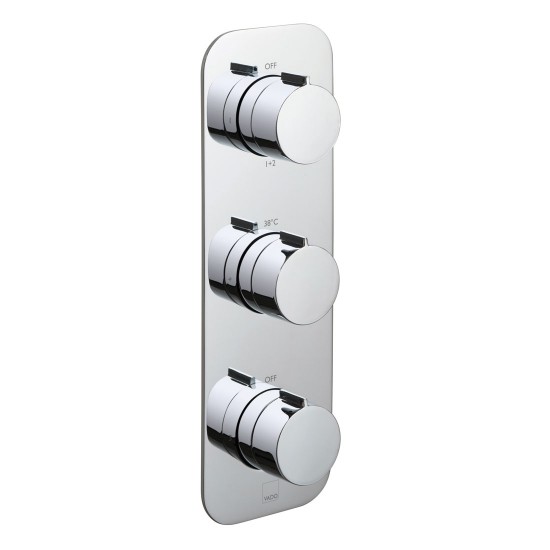 Vado Tablet Altitude Thermo Shower Valve 3 Outlets & 3 Handles (Vertical) Chrome [TAB-128/3-ALT-C/P]