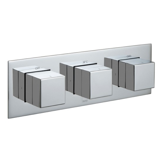 Vado Tablet Notion Thermo Shower Valve 3 Outlets & 3 Handles (Horizontal) Chrome [TAB-128/3-H-NOT-C/P]