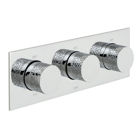 Vado Tablet Omika Thermo Shower Valve 3 Outlets & 3 Handles (Horizontal) Chrome [TAB-128/3-H-OMI-C/P]