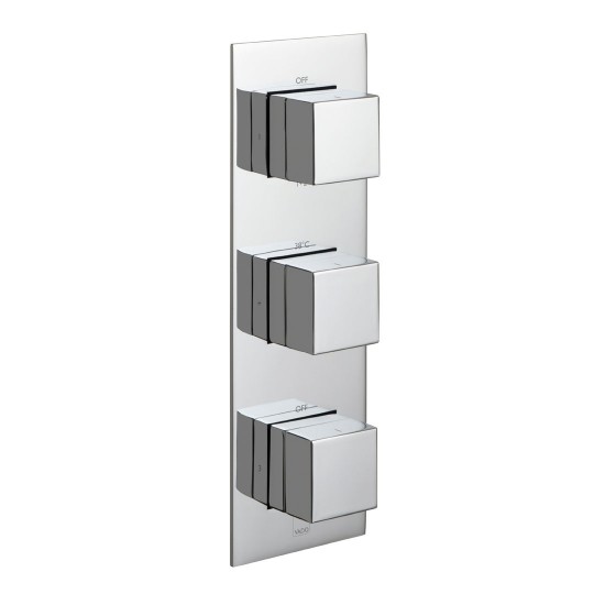Vado Tablet Notion Thermo Shower Valve 3 Outlets & 3 Handles (Vertical) Chrome [TAB-128/3-NOT-C/P]