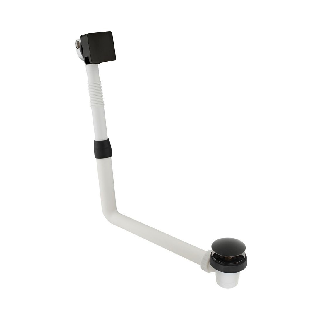 Individual by Vado Omika Noir Clic-Clac Square Bath Filler Waste & Overflow Polished Black [IND-81389/SQ-PB]