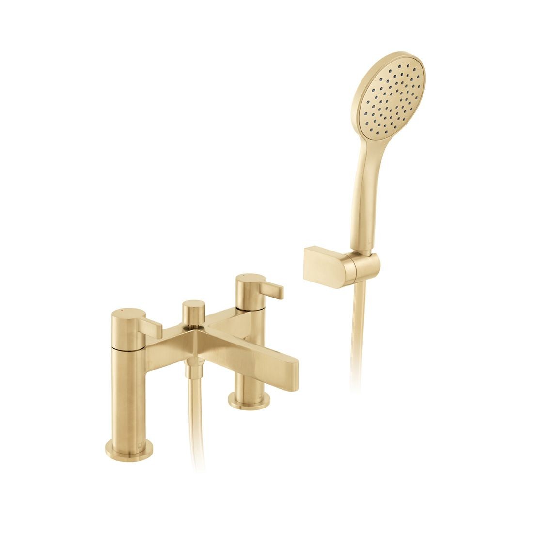Individual by Vado Edit Deck Mounted Bath Mixer Tap with Shower Kit Brushed Gold [IND-EDI130+K-BRG]