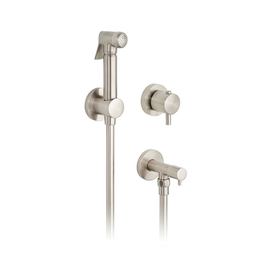 Individual by Vado Shattaf Handset with Mixer Valve Wall Bracket & Hose Brushed Nickel [IND-SHATTAF/163-BRN]