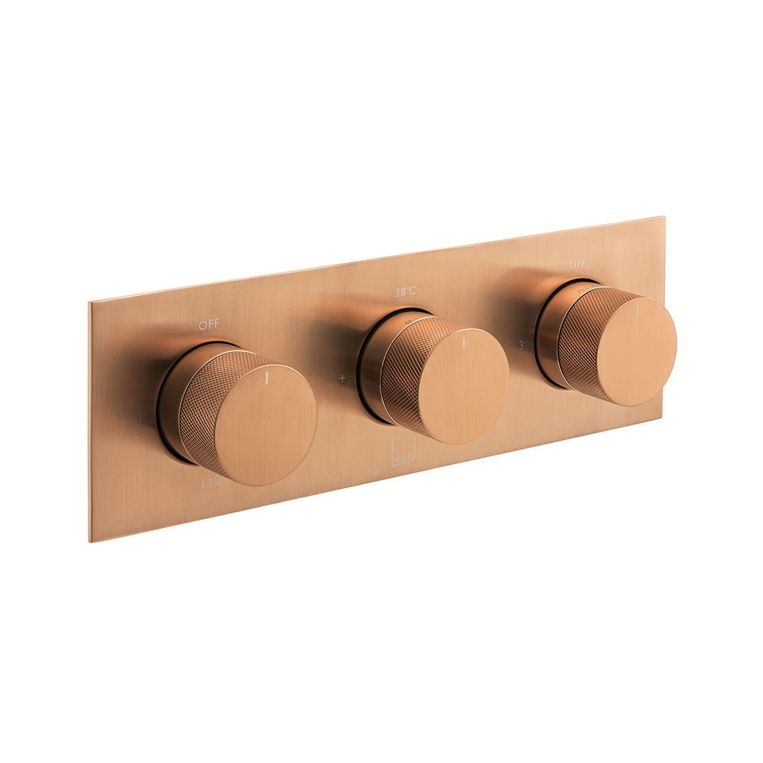 Individual by Vado Thermostatic Shower Valve 3 Outlet Horizontal with Knurled Accents Brushed Bronze [IND-T128/3-H-BRZK]