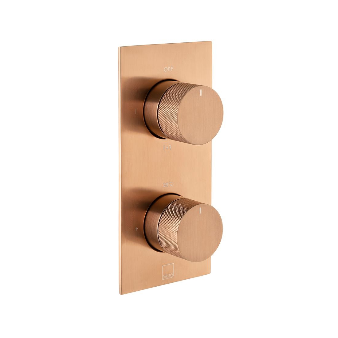 Individual by Vado Thermostatic Shower Valve 2 Outlet Vertical with Knurled Accents Brushed Bronze [IND-T148/2-BRZK]