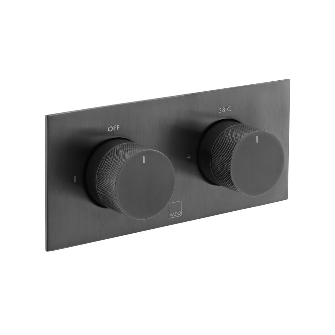 Individual by Vado Thermostatic Shower Valve 2 Outlet Horizontal with Knurled Accents Brushed Black [IND-T148/2-H-BLKK]