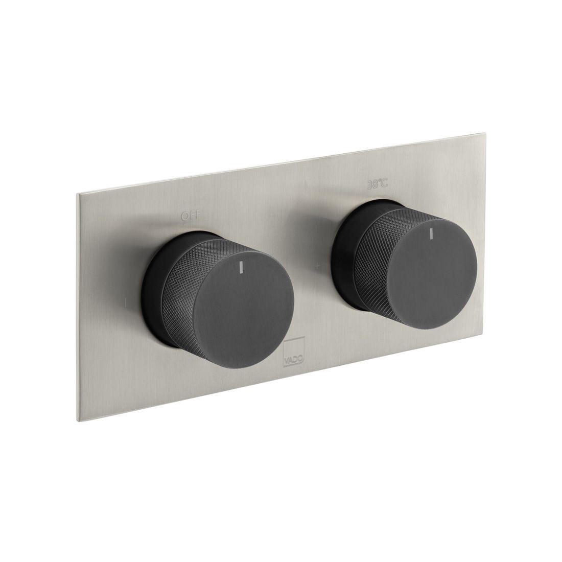 Individual by Vado X Fusion Thermostatic Shower Valve 2 Outlet Horizontal Brushed Nickel & Black [IND-T148/2-H-XNBK]