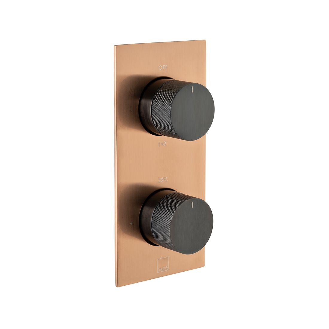 Individual by Vado X Fusion Thermostatic Shower Valve 2 Outlet Vertical Brushed Bronze & Black [IND-T148/2-XZBK]