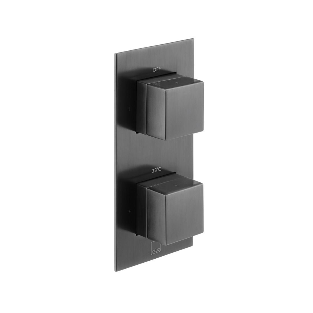 Individual by Vado Tablet Notion Thermo Shower Valve 1 Outlet & 2 Handles (Vertical) Brushed Black [IND-T148-NOT-BLK]