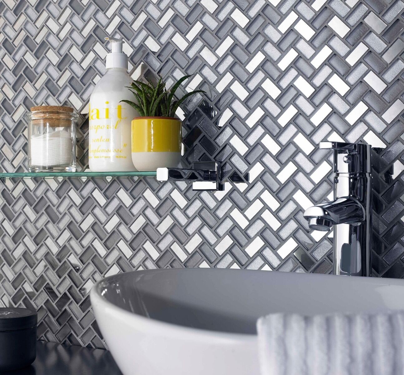 Verona Herringbone Mosaic Wall Tile 290 x 270mm Dusk Grey [G30241]