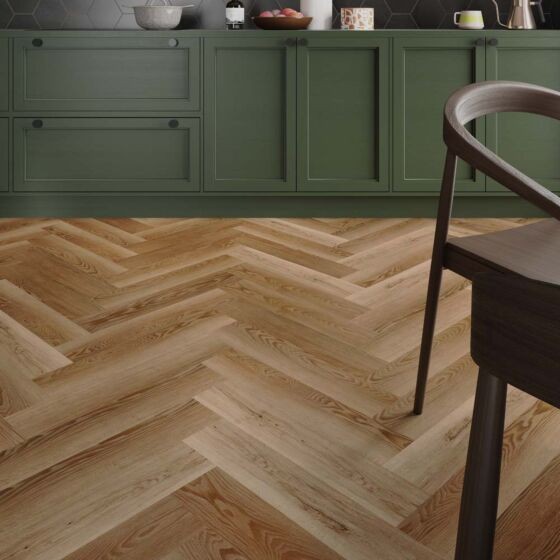 Verona ClickLux Herringbone SPC Flooring 630 x 126mm (28 Pack) Golden Oak [L10050]