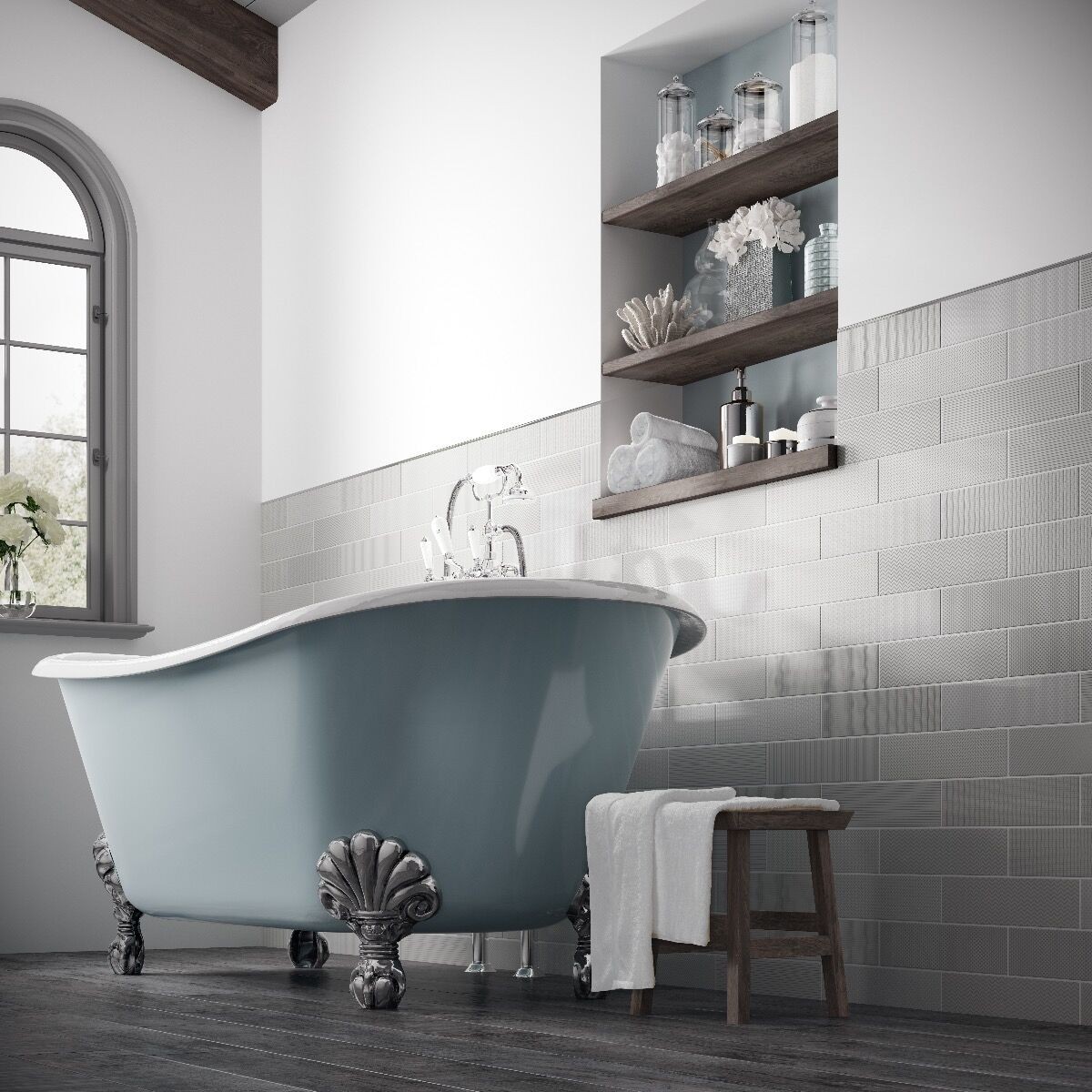 Verona Crafted Gradient Ceramic Wall Tile (9 Patterns) 300 x 75mm Grey [P10525]