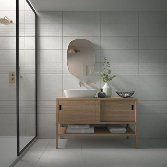Verona Kalksten Ceramic Wall Tile 750 x 250mm Light Grey Decor [P11070]