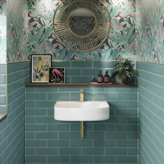 Verona Metro Ceramic Wall Tile 200 x 100mm Turquoise Gloss [P11534]