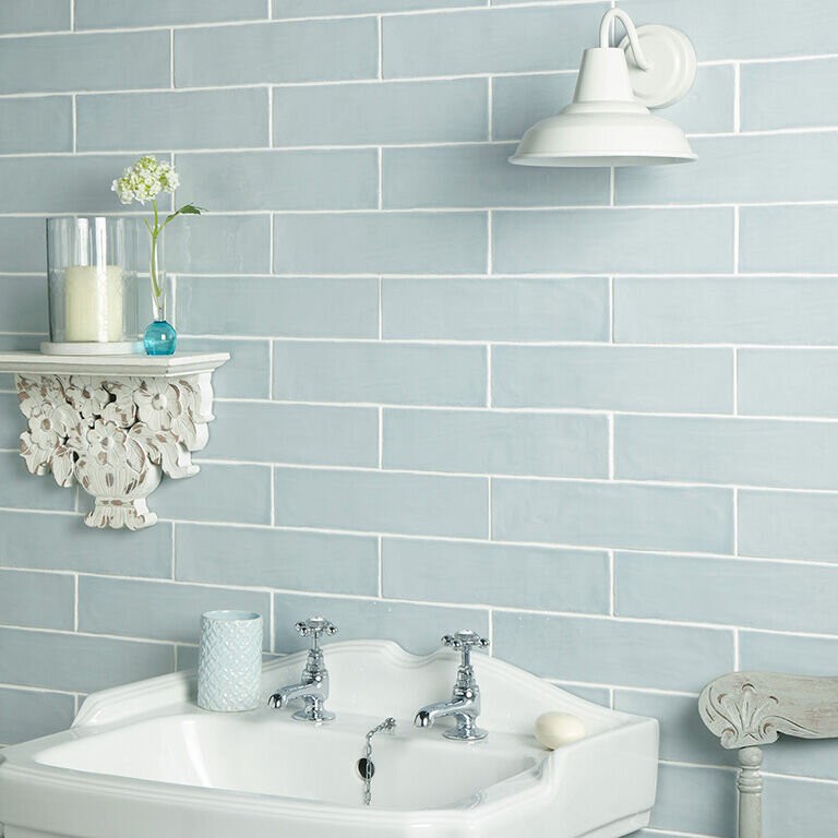 Verona Handmade Ceramic Wall Tile 300 x 75mm Duck Egg [P11993]