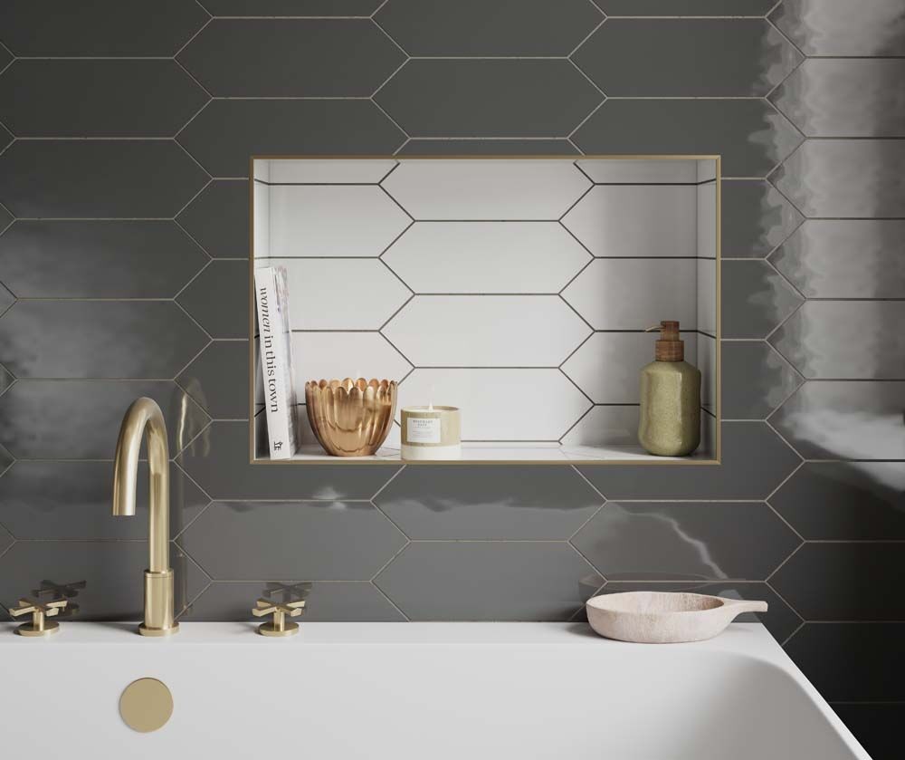Verona Cast Ceramic Hexagonal Wall Tile 300 x 100mm White [D11486]