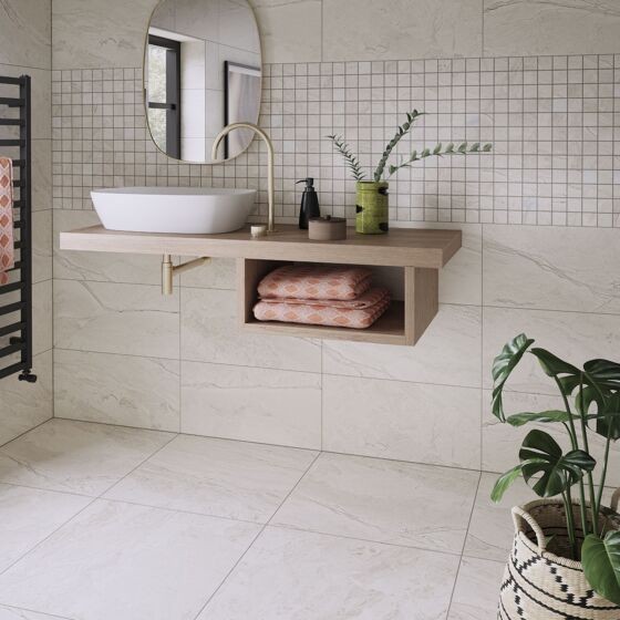 Verona Earthsong Porcelain Floor & Wall Tile 600 x 300mm White [P12398]