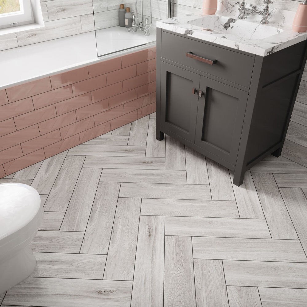 Verona Sherwood Porcelain Floor & Wall Tile 600 x 150mm Smoke Grey [P12593]