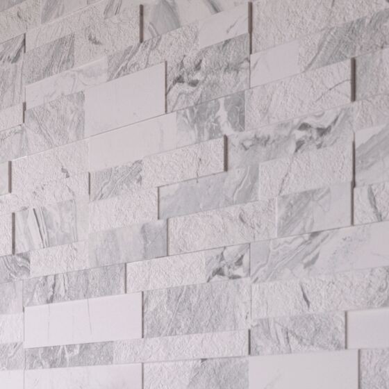 Verona Oswald Porcelain Split Face Wall Tile 610 x 150mm White [P12634]