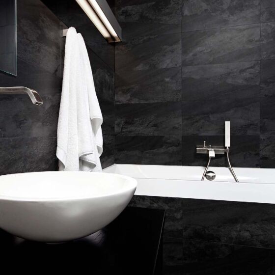 Verona Fernanda Porcelain Floor & Wall Tile 615 x 308mm Black [P12635]