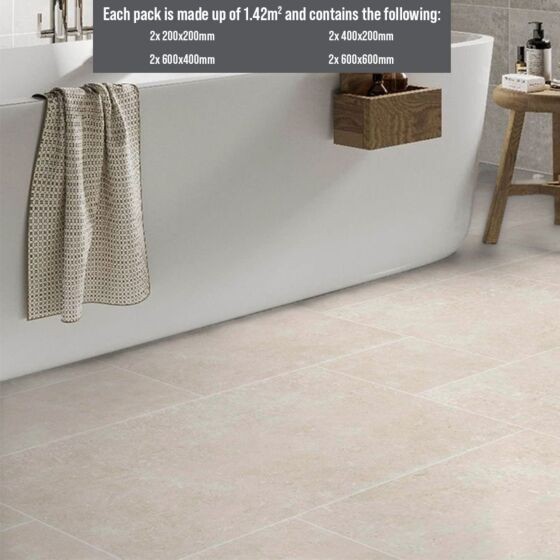 Verona Luciana Porcelain Floor & Wall Tile Modular Opus Pack 1.42m2 Chalk [P12646]