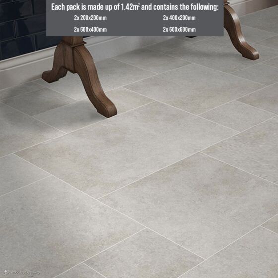 Verona Luciana Porcelain Floor & Wall Tile Modular Opus Pack 1.42m2 Stone [P12648]