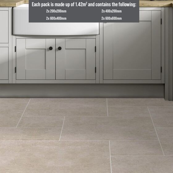 Verona Luciana Porcelain Floor & Wall Tile Modular Opus Pack 1.42m2 Sand [P12649]
