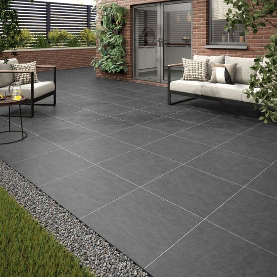 Verona Baslow Porcelain Floor Tile 600 x 600mm Black [P12658]