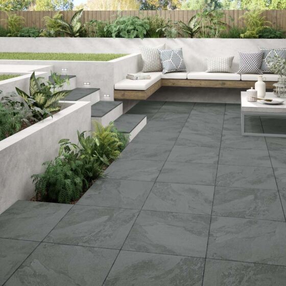 Verona Wilsden Porcelain Floor Tile 600 x 600mm Slate Black [P12663]