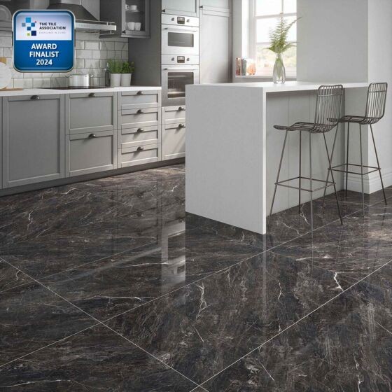 Verona Zeus Porcelain Floor & Wall Tile 1200 x 600mm Midnight Black [P12682]