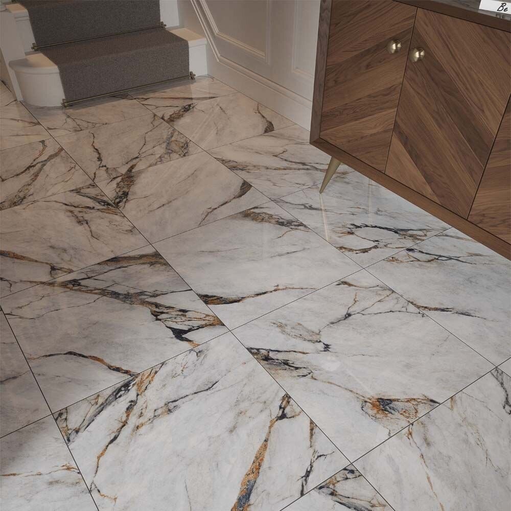 Verona Hestia Porcelain Floor & Wall Tile 600 x 600mm Viola Marble [P12698]