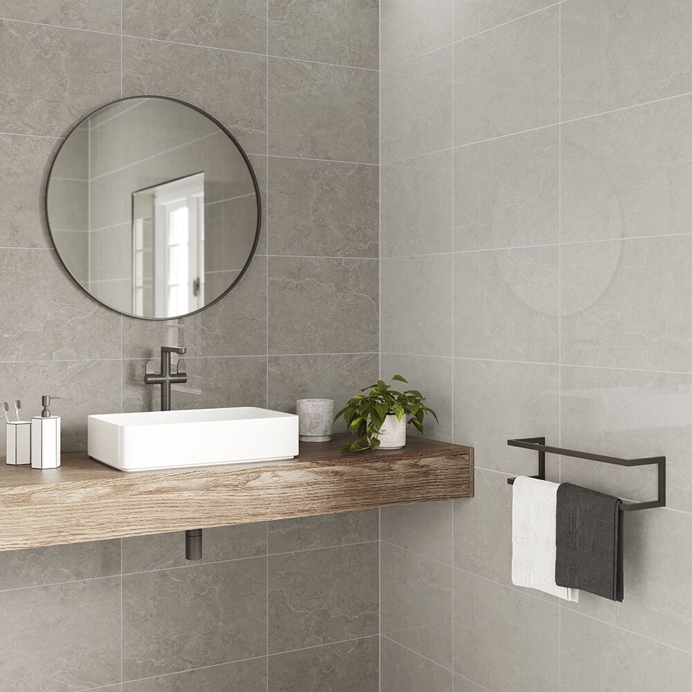 Verona Zeta Ceramic Wall Tile 450 x 300mm Dove Gloss [P12848] 