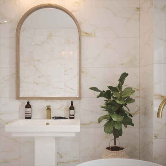 Verona Goldman Gloss Ceramic Wall Tile 600 x 300mm White (Marble Effect) [P12878]