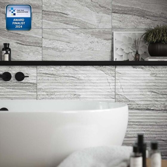 Verona Laurent Ceramic Wall Tile 600 x 300mm Grey Matt Decor [P12994]