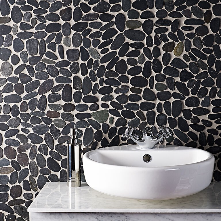 Verona Riverstone Mosaic Floor & Wall Tile 305 x 305mm Black Pebble [S20105]