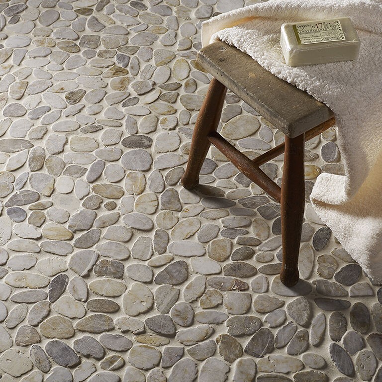 Verona Riverstone Mosaic Floor & Wall Tile 305 x 305mm White Pebble [S20106]