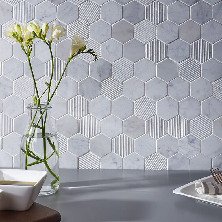 Verona Fog Stone Hexagonal Mosaic Floor & Wall Tile 300 x 300mm [S20115]