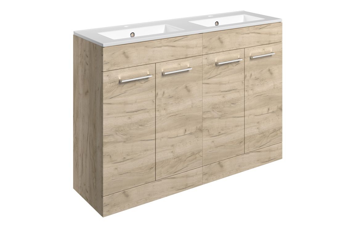 Voltero Floor Standing Basin Unit (4 Door) 1210mm with Basin (2TH) Oak [PLUM111367]