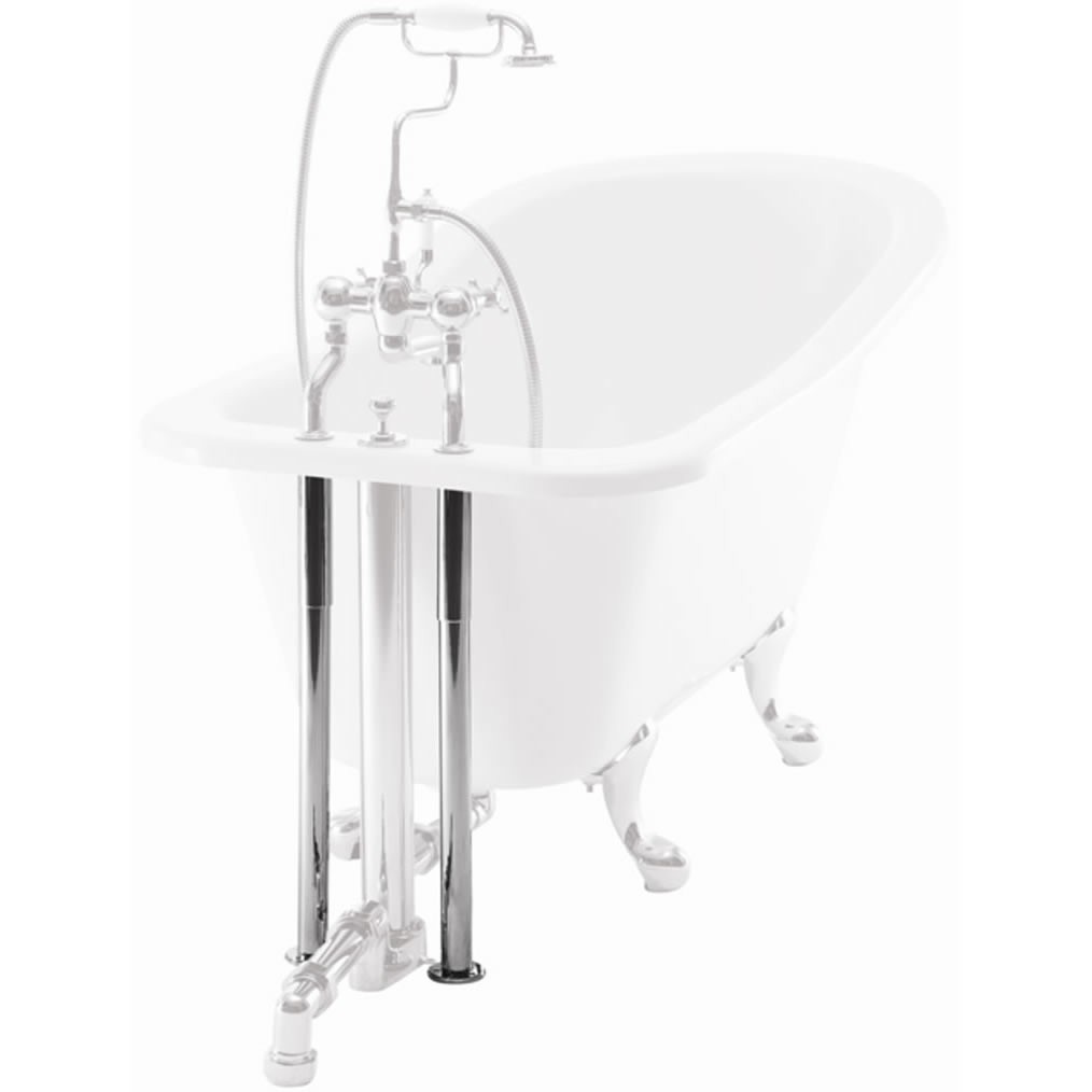 Burlington W6 Under Rim Decorative Bath Pipe Shrouds (Pair) Chrome