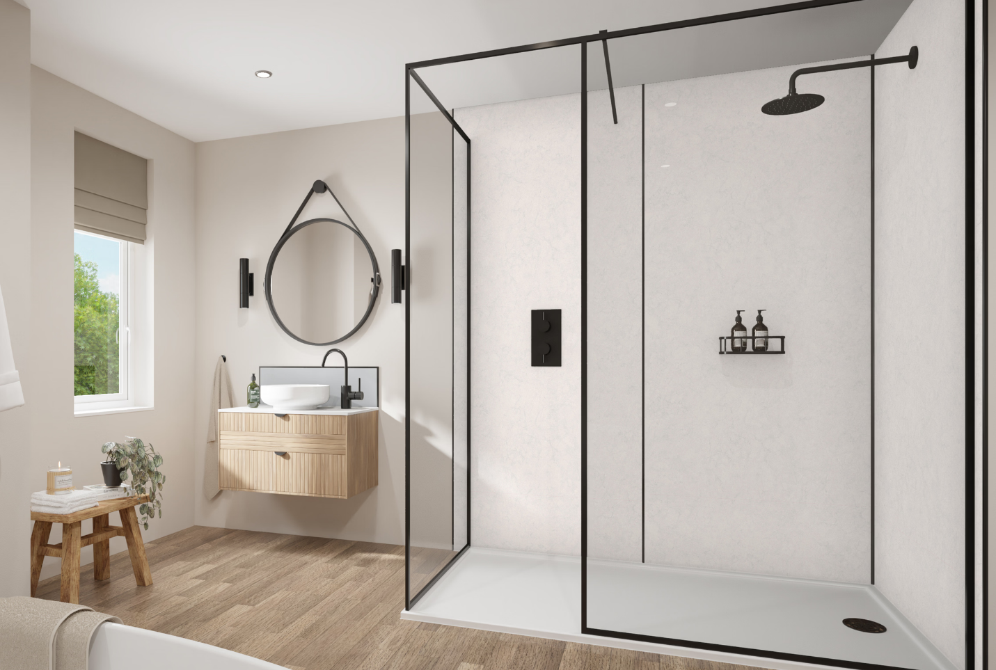 Wetwall Mermaid Square Edge Laminate Shower Panel 2420 x 900mm Blue Eiger [11900492]