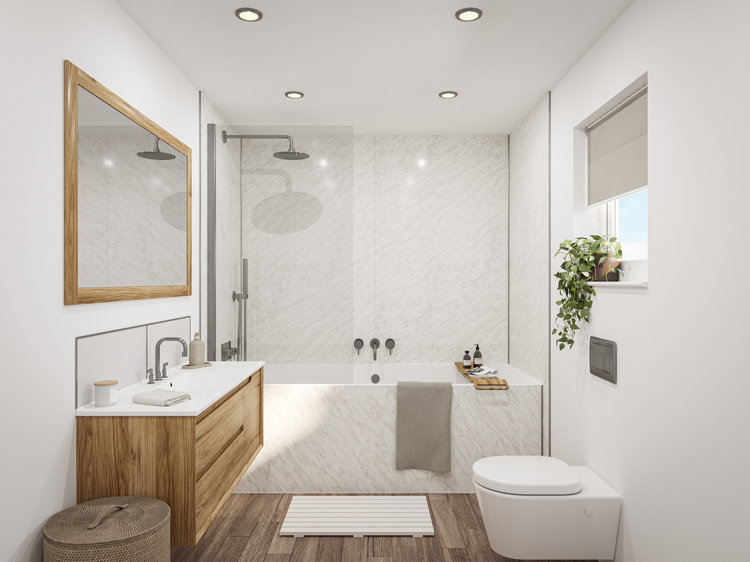 Wetwall Mermaid T&G Laminate Shower Panel 2420 x 880mm Carrara Marble [11900483]
